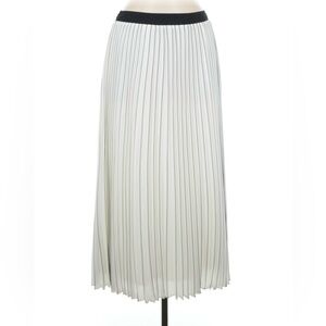 White House Black Market Black and White Smocked Pleated Skirt